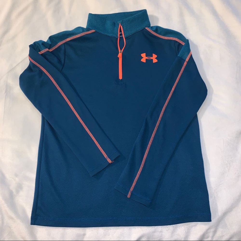 Under Armor Blue & Orange 1/4 Zip Pullover